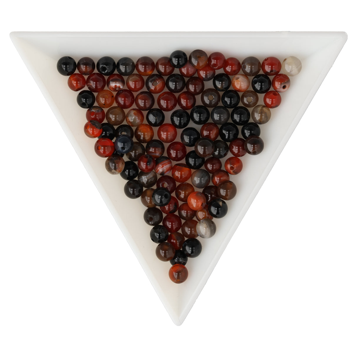 Achat Perlen mehrfarbig – Rot/Schwarz · rund · 4 mm