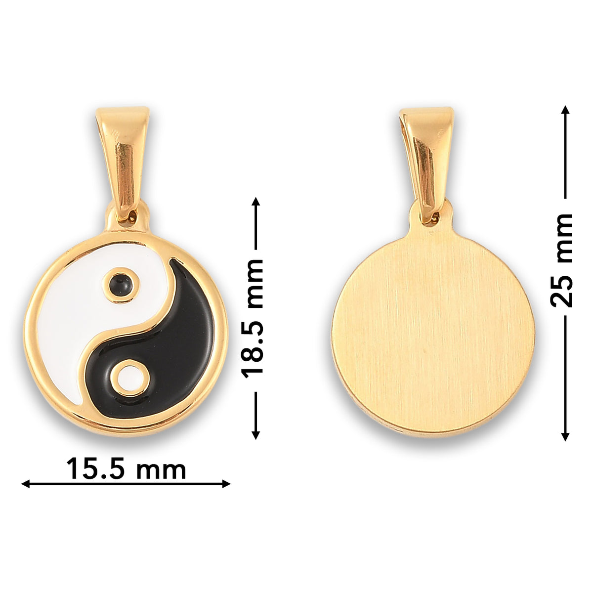 Yin-Yang Anhänger • Edelstahl 304 goldfarben mit Emaille • 18.5x15.5mm