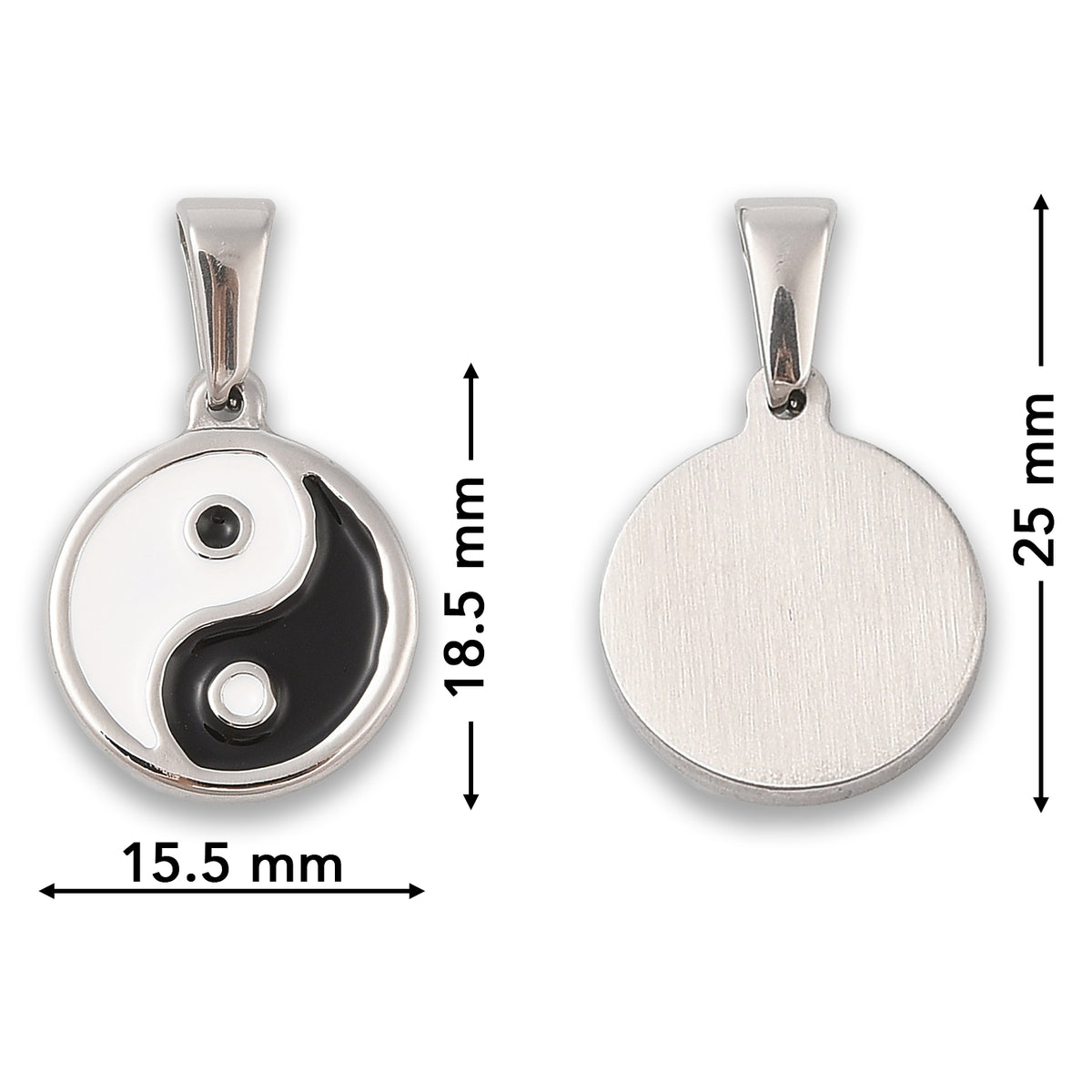 Yin-Yang Anhänger • Edelstahl 304 mit Emaille • 18.5x15.5mm