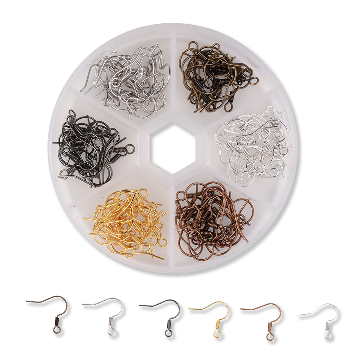 Ohrhaken aus Messing, 6 Farben, 17 mm – 6er-Box