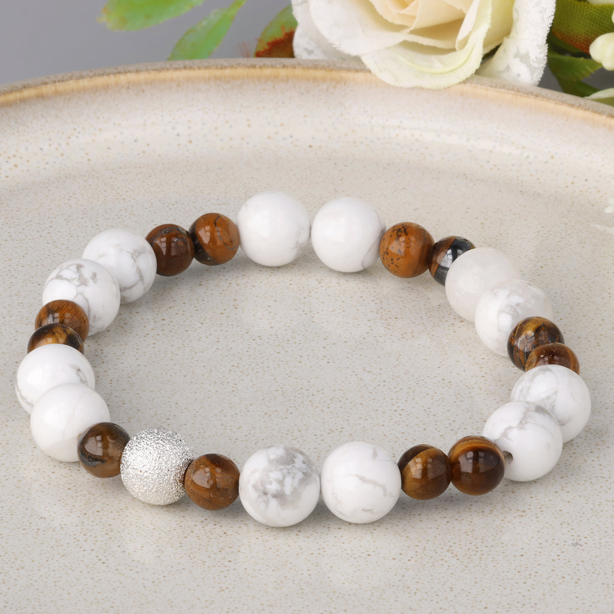 Perles de howlite · rondes · 6 mm