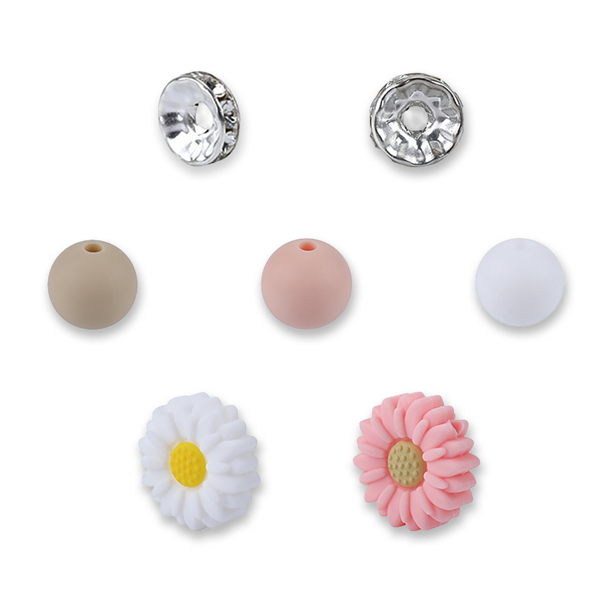 Set di perline floreali – Margherite, edizione Rosé, 79 pezzi