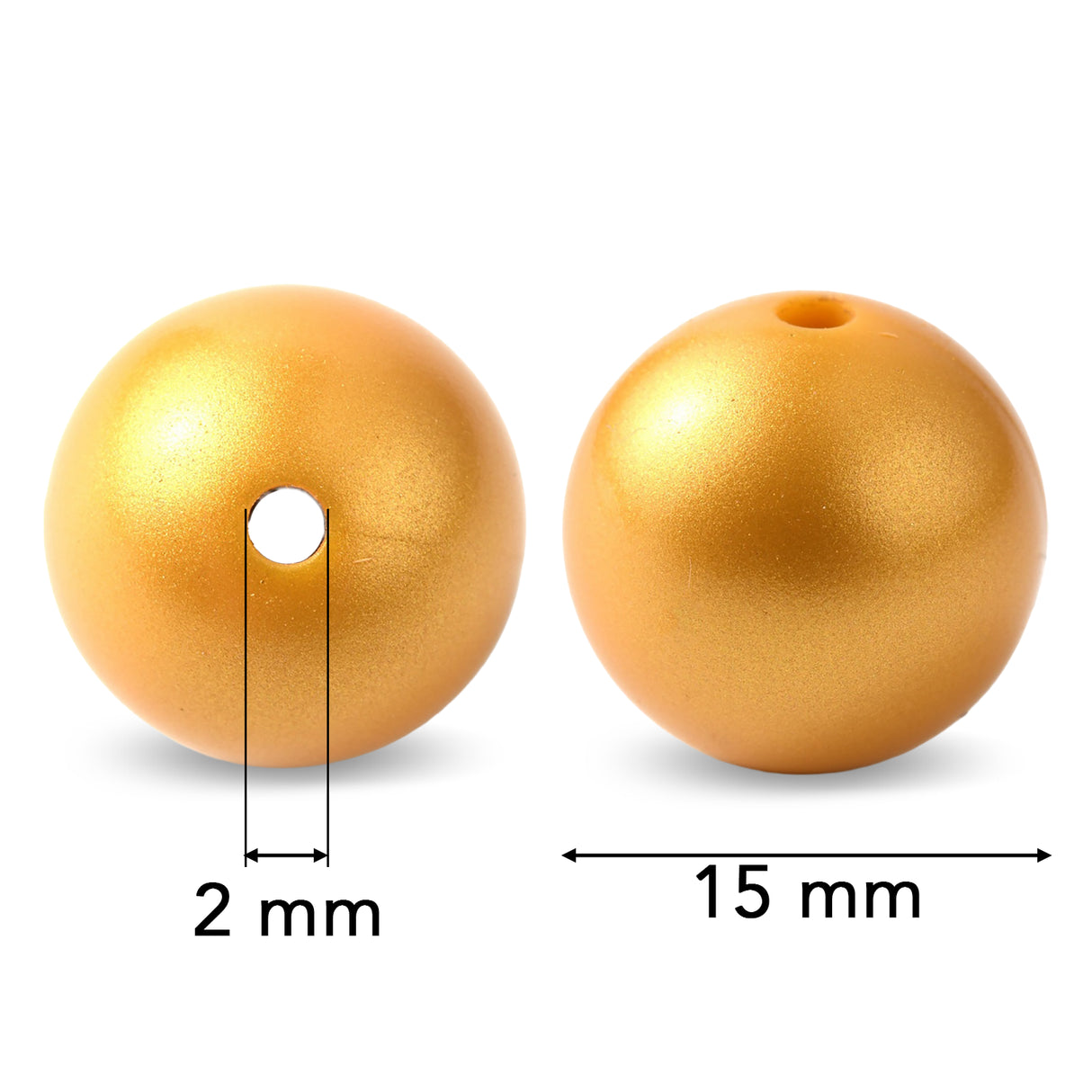 Perles en silicone rondes, Or, 15 mm