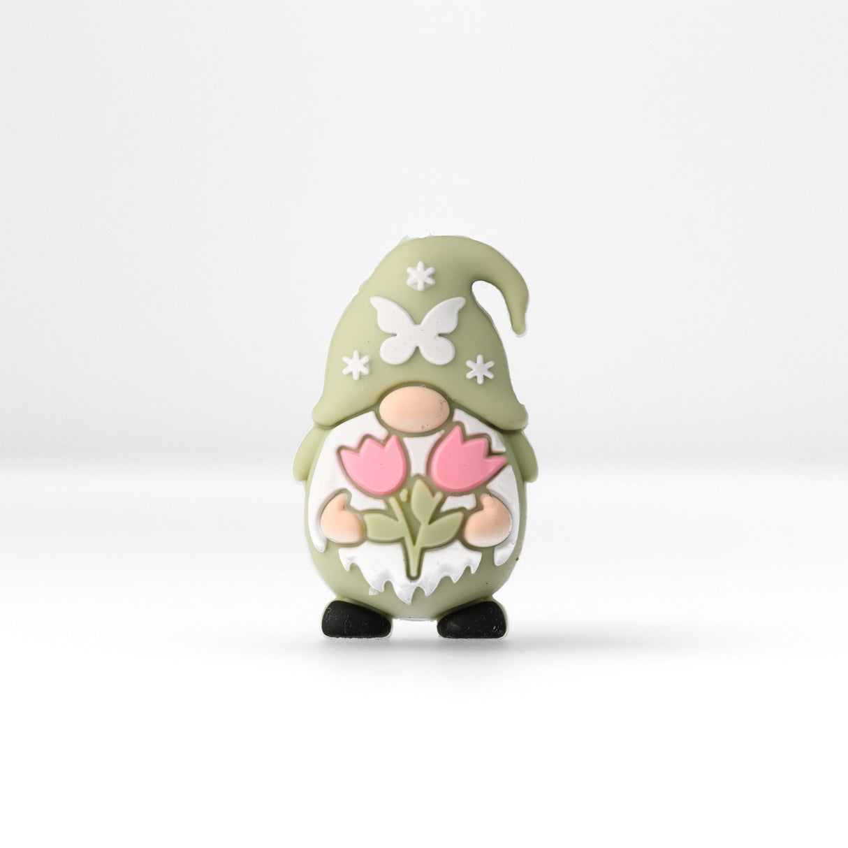 Perlina Focale Gnomo • Perlina in Silicone 3D con Farfalla e Tulipani
