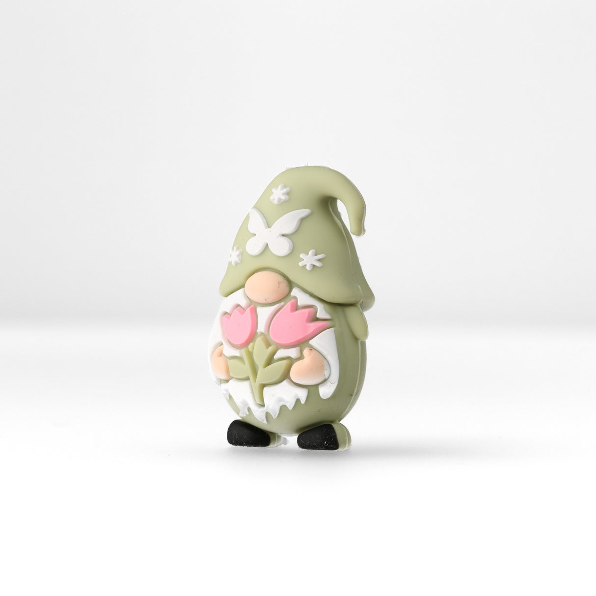 Perlina Focale Gnomo • Perlina in Silicone 3D con Farfalla e Tulipani