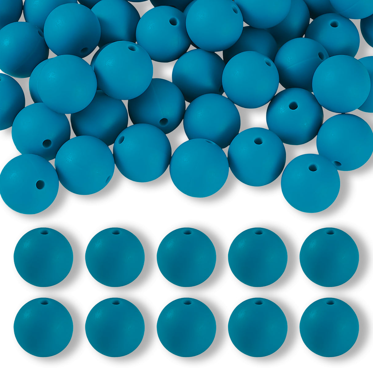 Silikon-Perle Rund • Cadet Blue, 15mm