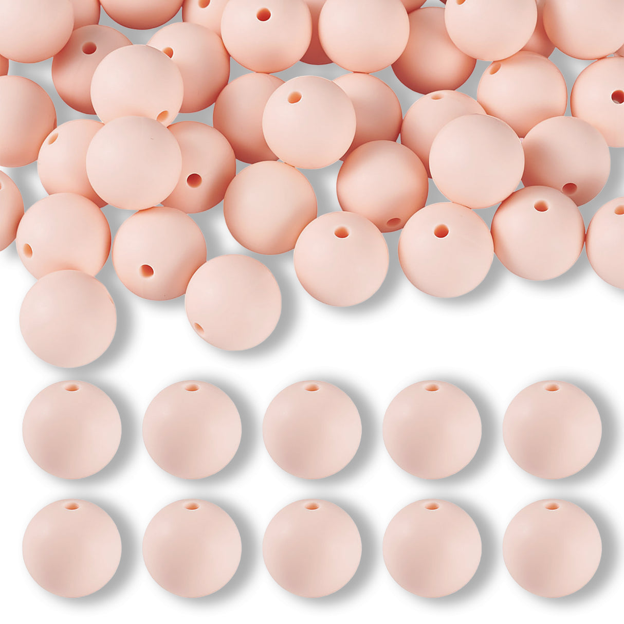 Perle en Silicone Ronde • Misty Rose, 15mm