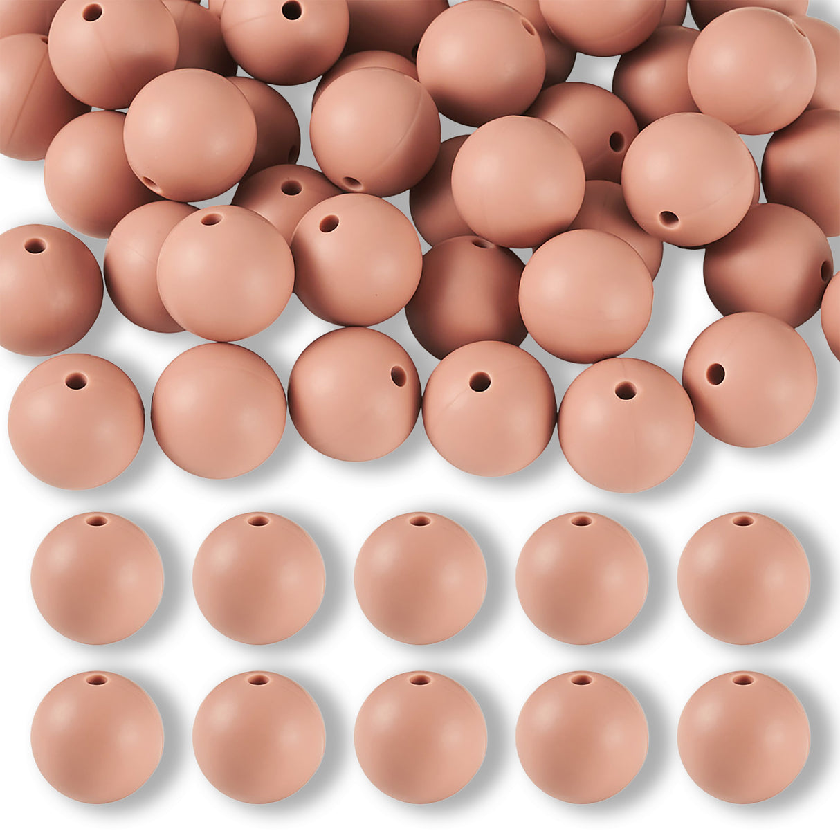 Silikon-Perle Rund • Rosy Brown, 15mm
