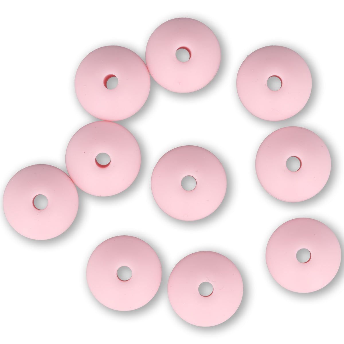 Perle en Silicone Rondelle • Pink, 12x6-7mm
