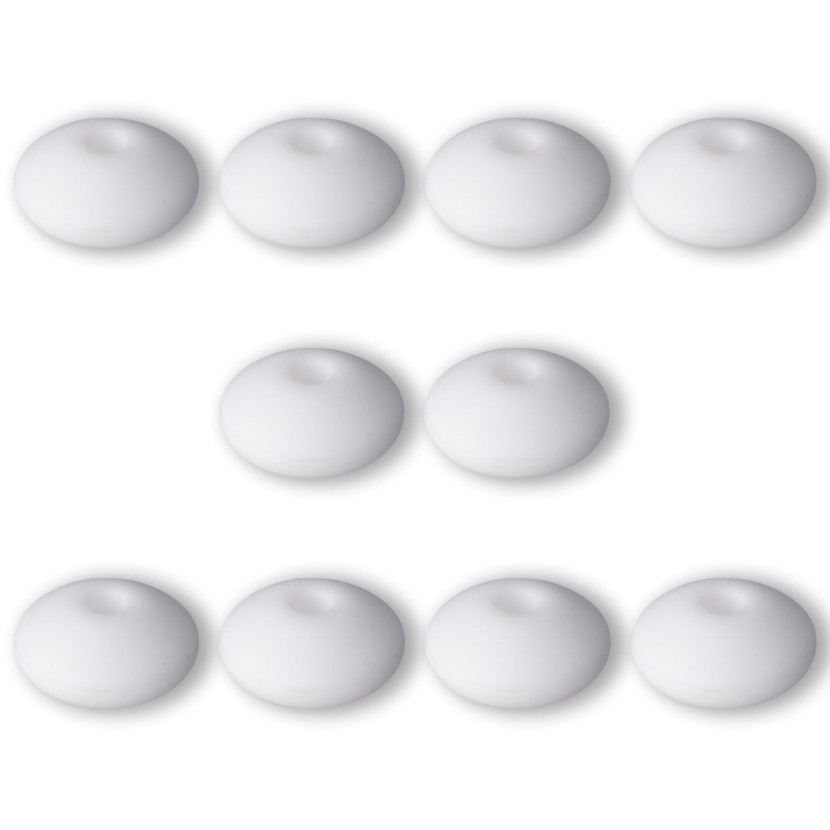 Perle en Silicone Rondelle • Blanc, 12x6-7mm