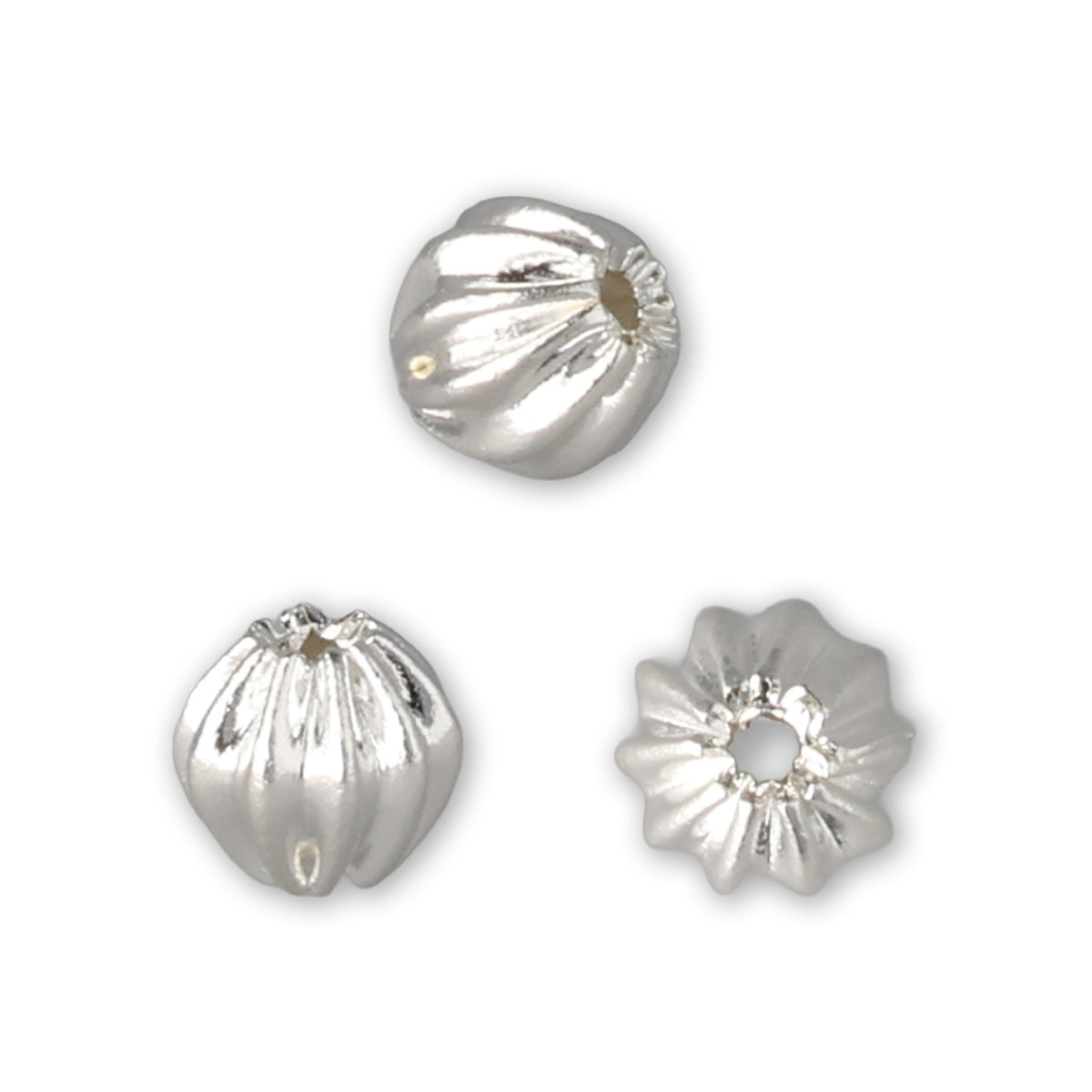 Runde gewellte Metallperle ∅ ca. 4 mm - Versilbert (20 Stk.)