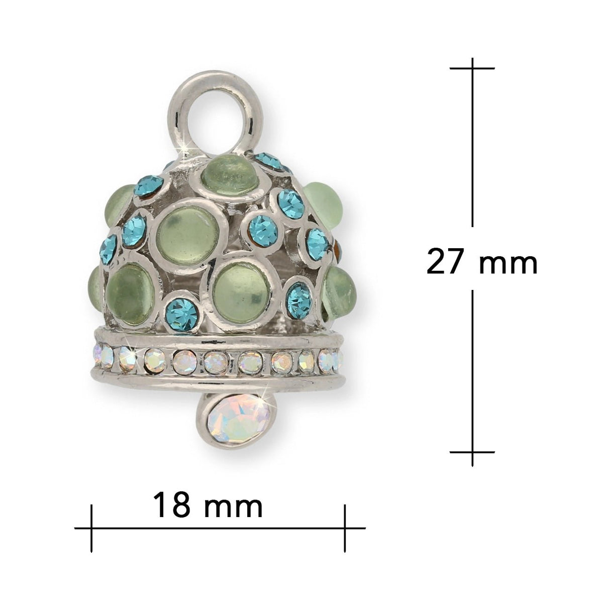 Anhänger “Glocke" - Farbe Silber/Grün/Türkis - PerlineBeads SA