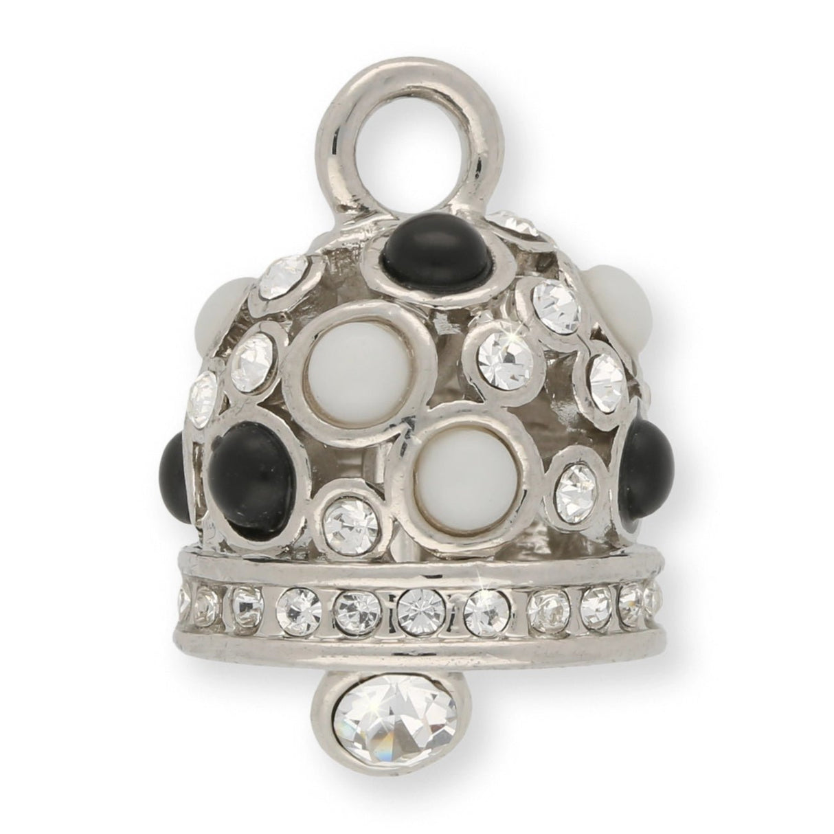 Anhänger “Glocke" - Farbe Silber/Schwarz/Weiss - PerlineBeads SA