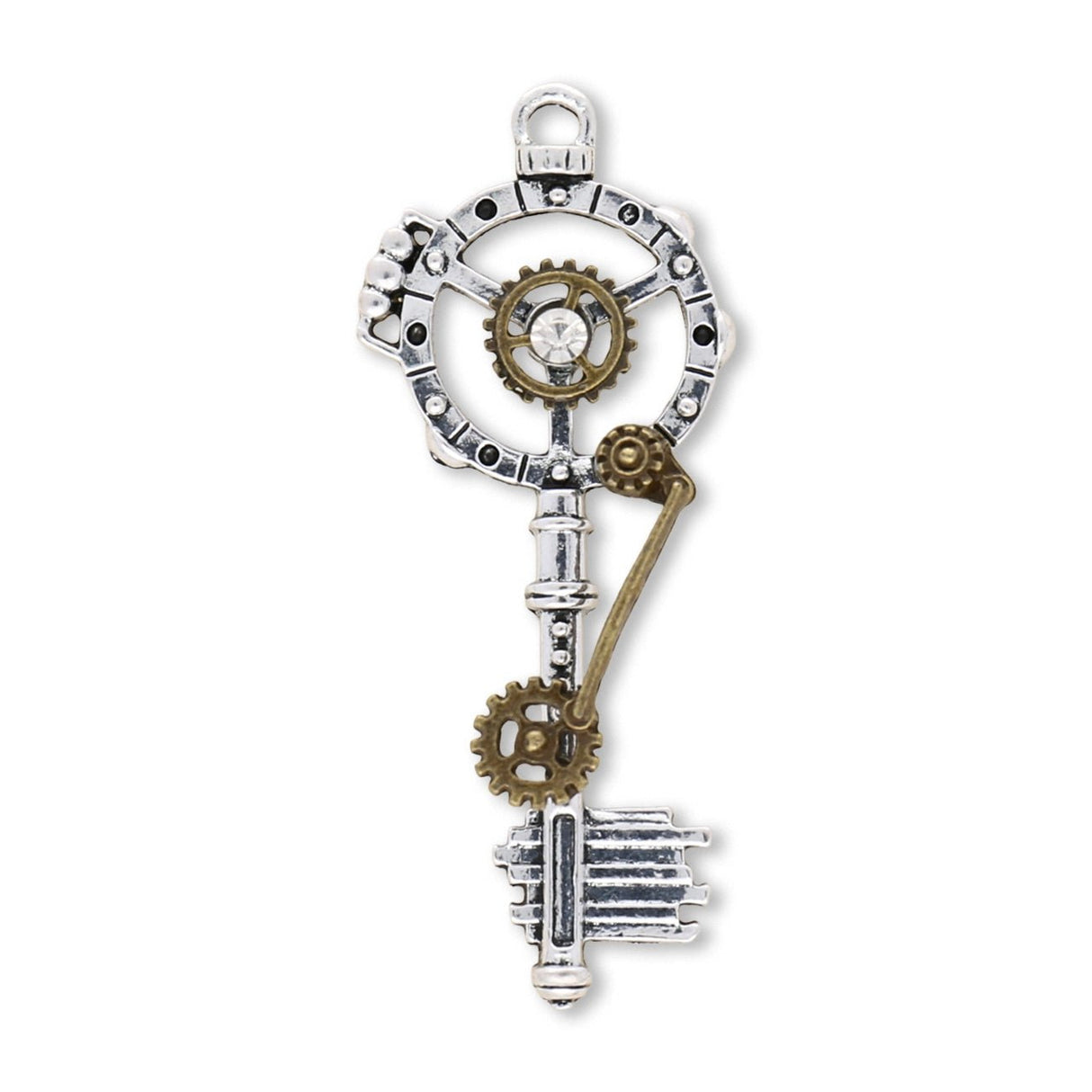 Anhänger Steampunk "Schlüssel" - Silber und Bronze antik - PerlineBeads SA