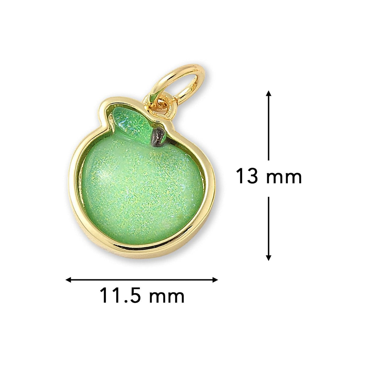 Apfel-Anhänger • Vergoldet • Hellgrün • 13 x 11.5 mm - PerlineBeads SA