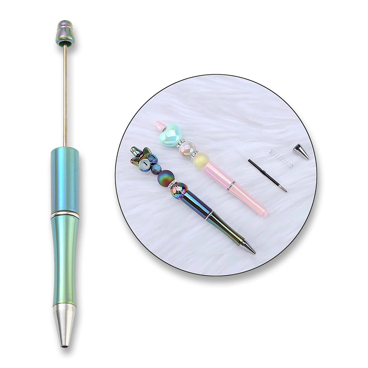 Bastel-Kugelschreiber befüllbar • UV-Beschichtung • Seegrün • 150mm - PerlineBeads SA