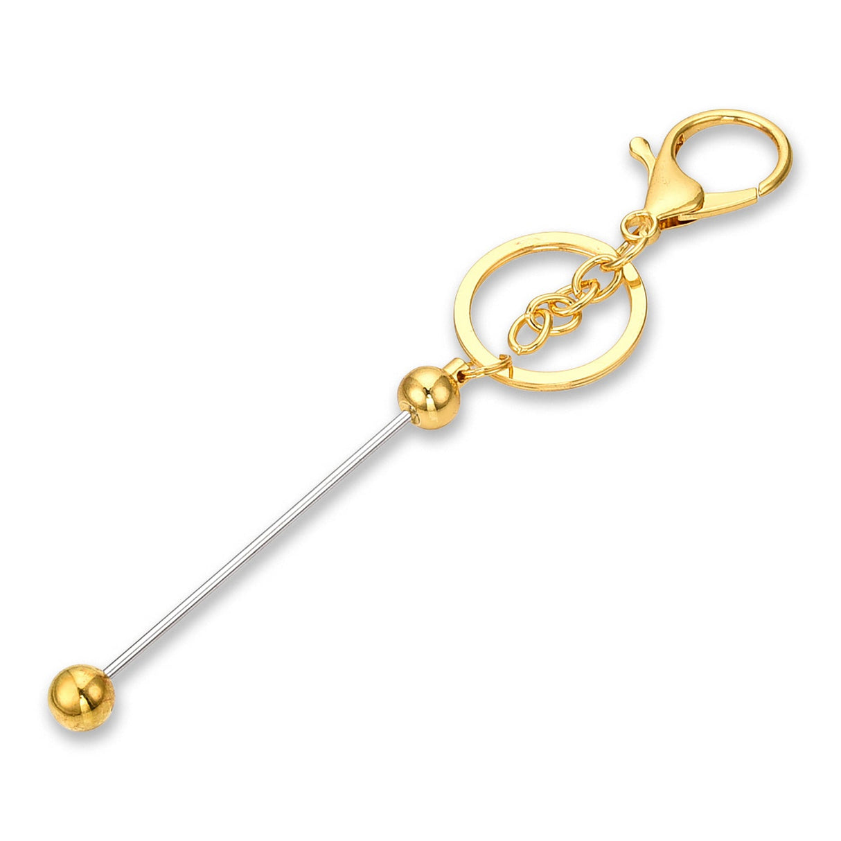 Bastel-Schlüsselanhänger Stab • befüllbar • Farbe Gold • 15.5cm - PerlineBeads SA