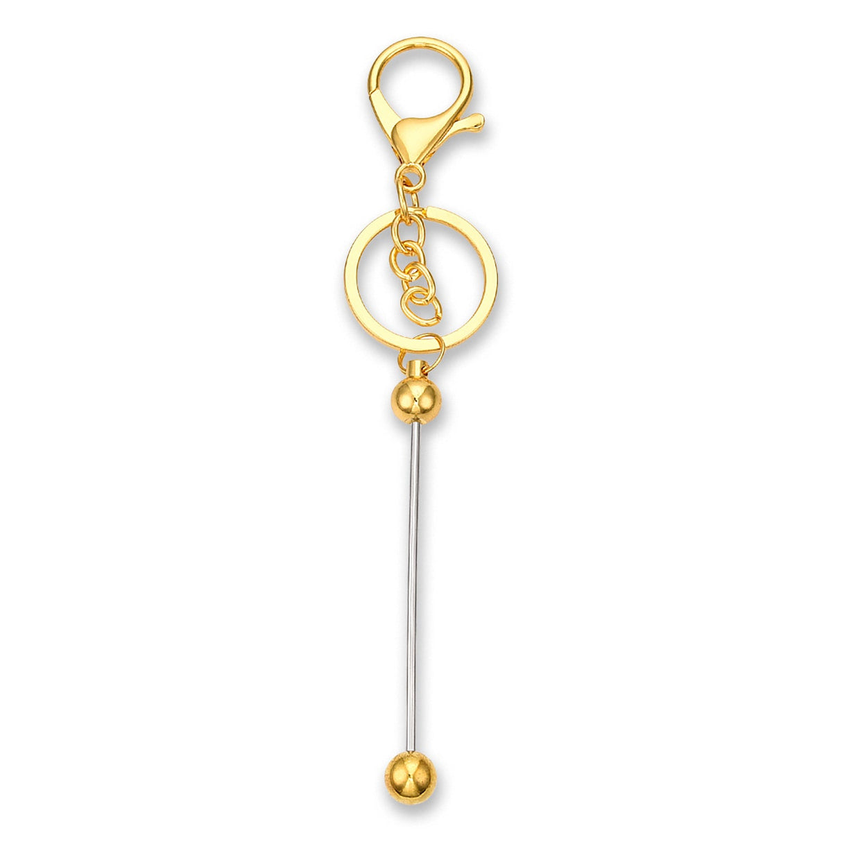 Bastel-Schlüsselanhänger Stab • befüllbar • Farbe Gold • 15.5cm - PerlineBeads SA