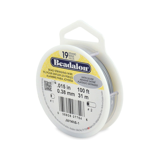 Beadalon Schmuckdraht 19 Fäden (0.38 mm) - Satin Silver (31 m) - PerlineBeads SA
