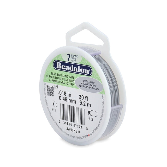 Beadalon Schmuckdraht 7 Fäden (0.46 mm) - Satin Silver - PerlineBeads SA