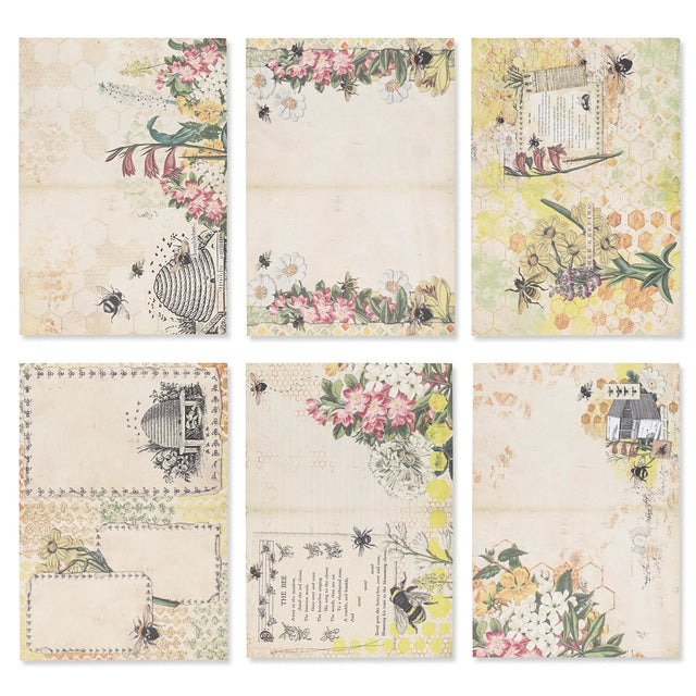 Bedrucktes Scrapbooking Papier | „Bee Garden“ | 8 - teiliges Set - PerlineBeads SA