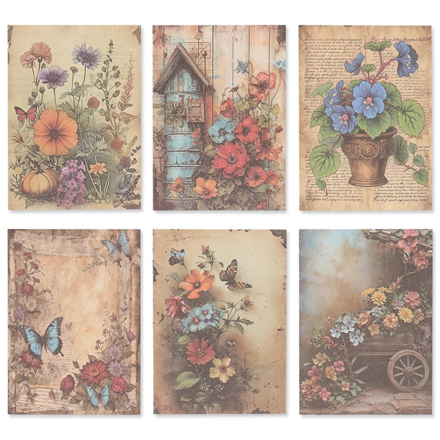 Bedrucktes Scrapbooking Papier | „Vintage Garden Tales“ | 30 - teiliges Set - PerlineBeads SA