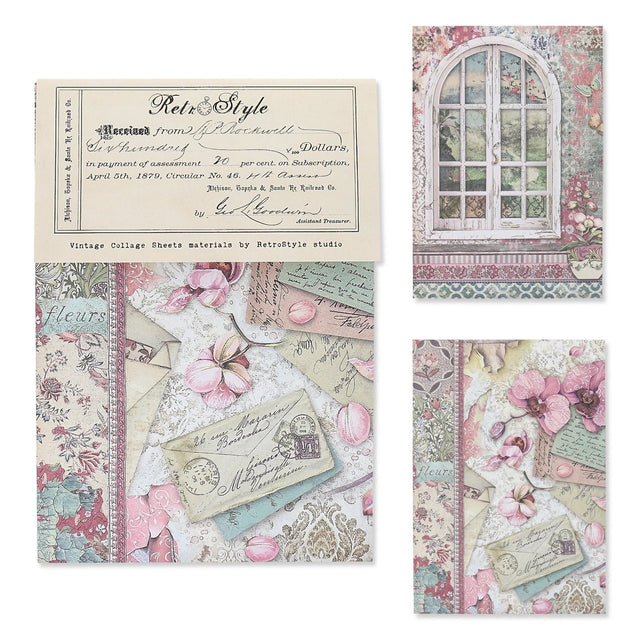 Bedrucktes Scrapbooking Papier | „Vintage Romance“ | 8 - teiliges Set - PerlineBeads SA