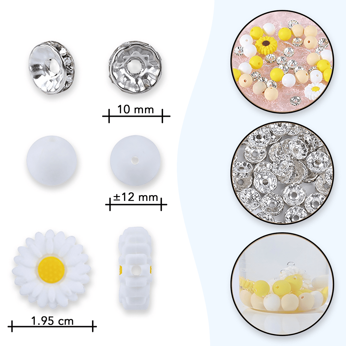 Blütenzauber Perlenset – Gänseblümchen & Sonnenblume, 79-teilig - PerlineBeads SA