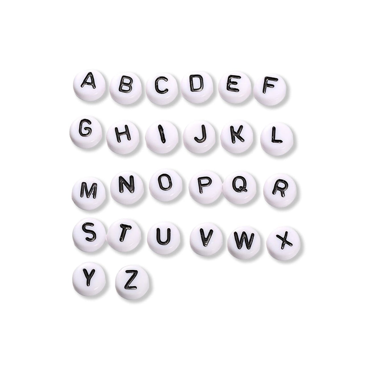 Buchstabenperlen / Acrylperlen – Alphabet A - Z - weiss - schwarz - PerlineBeads SA