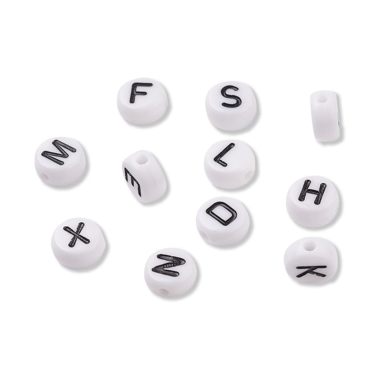 Buchstabenperlen / Acrylperlen – Alphabet A - Z - weiss - schwarz - PerlineBeads SA