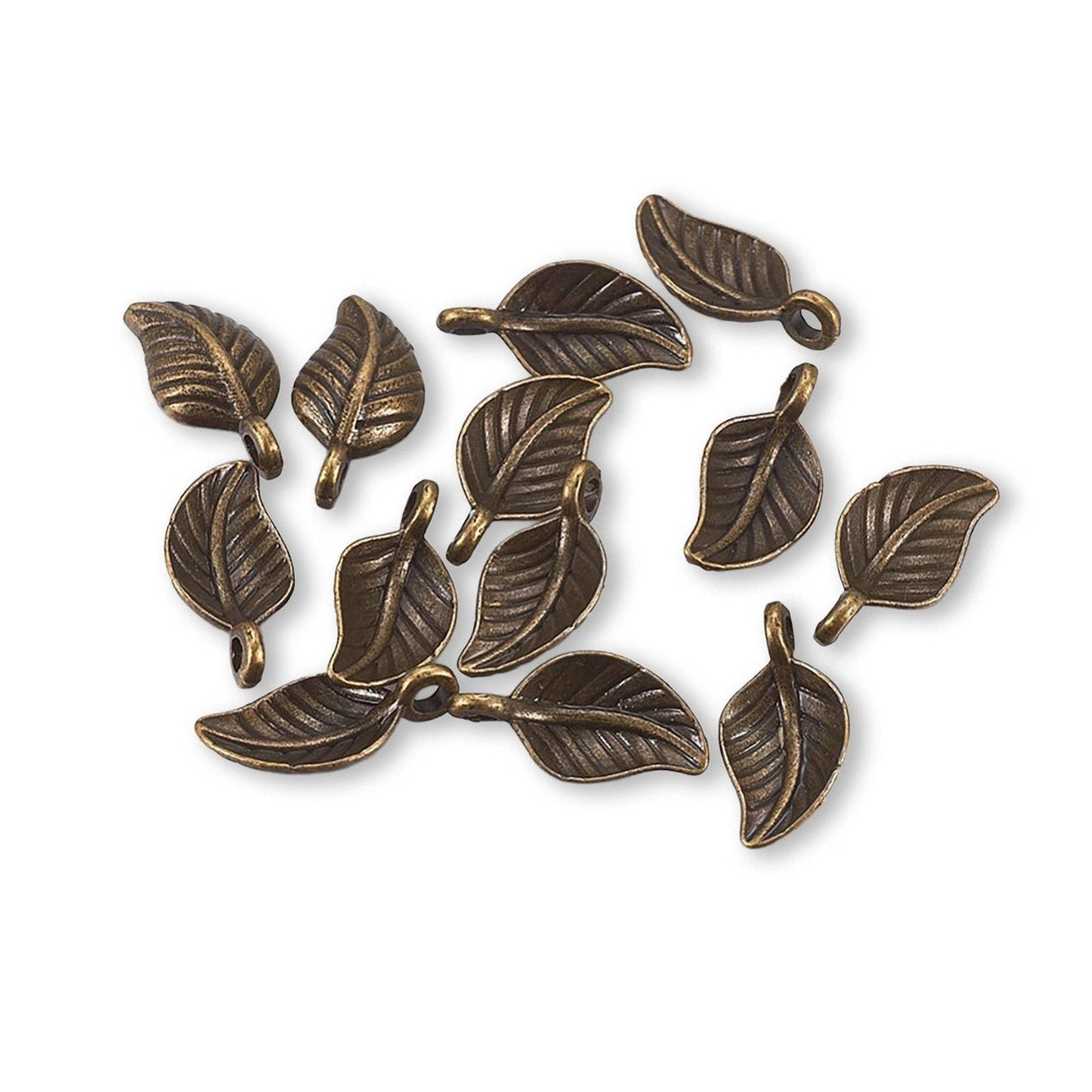 Charm - Anhänger Blatt, Farbe antik Bronze - PerlineBeads SA