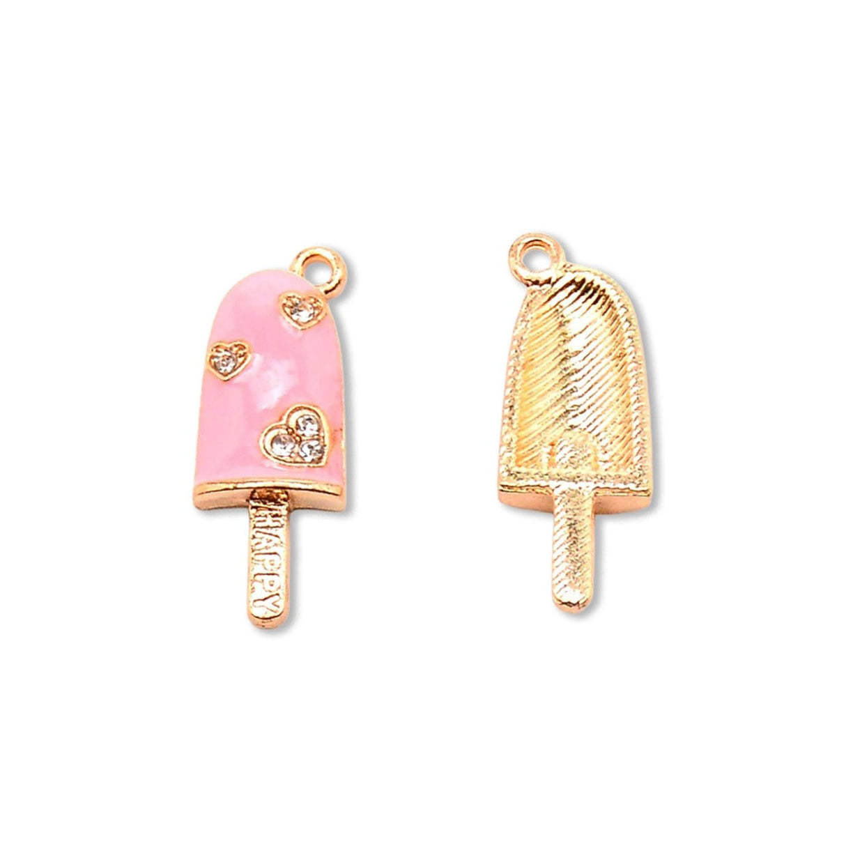 Charm / Anhänger “Eis” - 25x9x3,5 mm - Gold/Pink - PerlineBeads SA