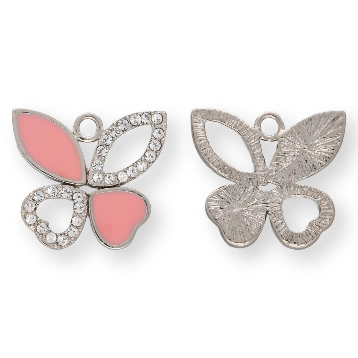 Charm / Anhänger “Schmetterling” - Farbe Rosa/Silber - PerlineBeads SA