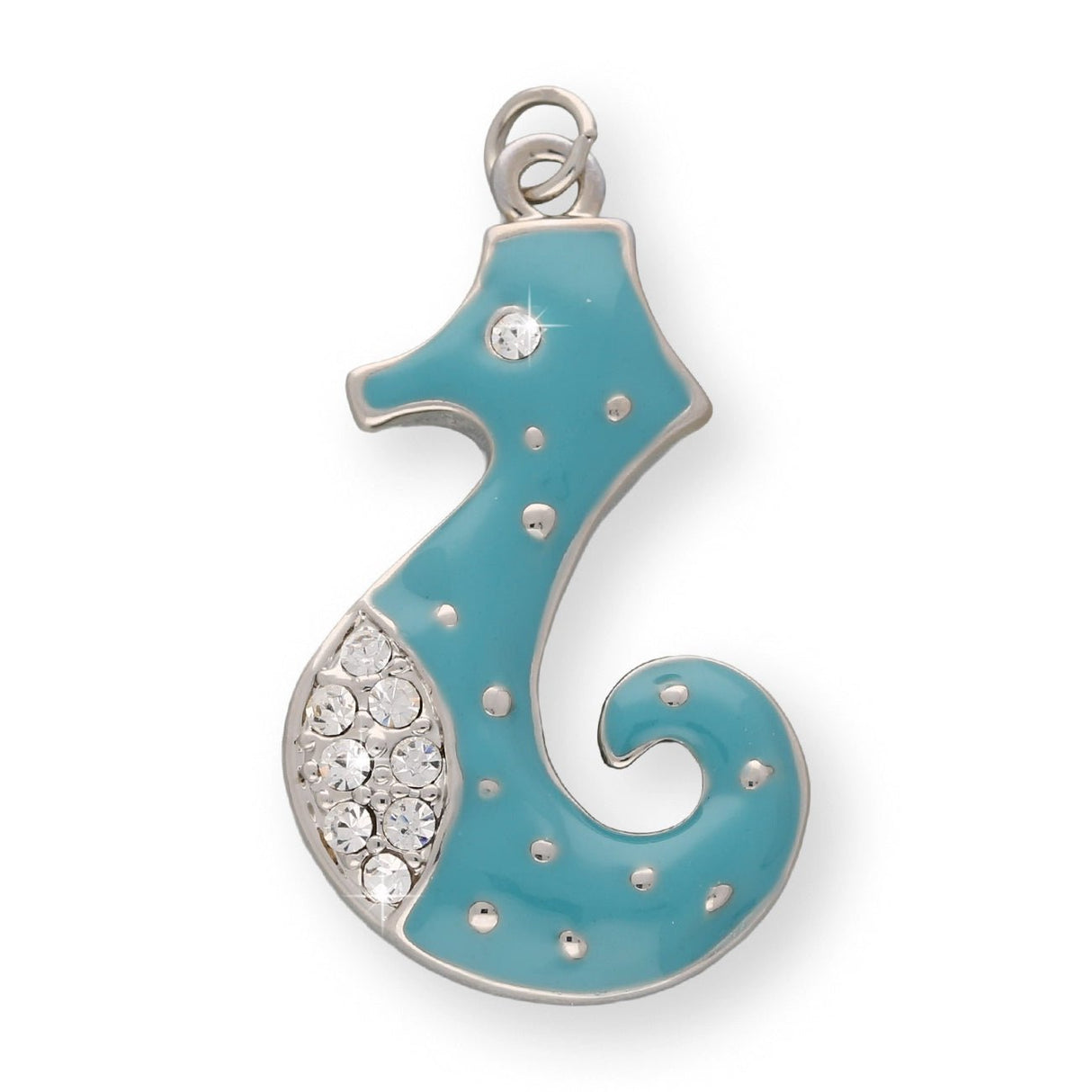 Charm / Anhänger “Seepferdchen” - Farbe Türkis/Silber - PerlineBeads SA