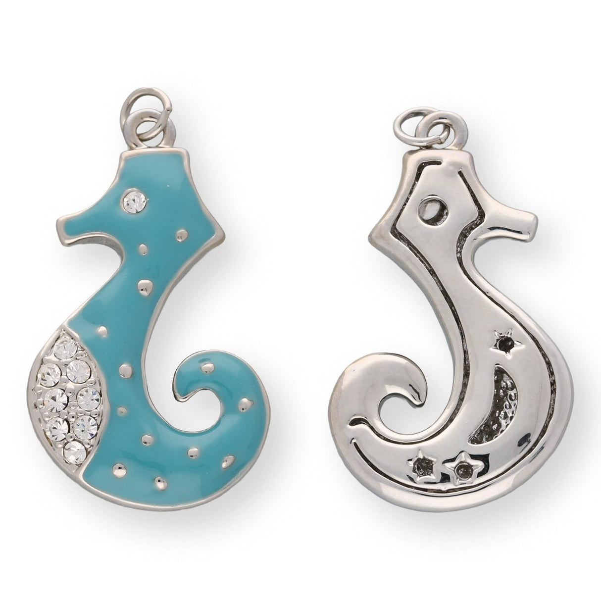 Charm / Anhänger “Seepferdchen” - Farbe Türkis/Silber - PerlineBeads SA