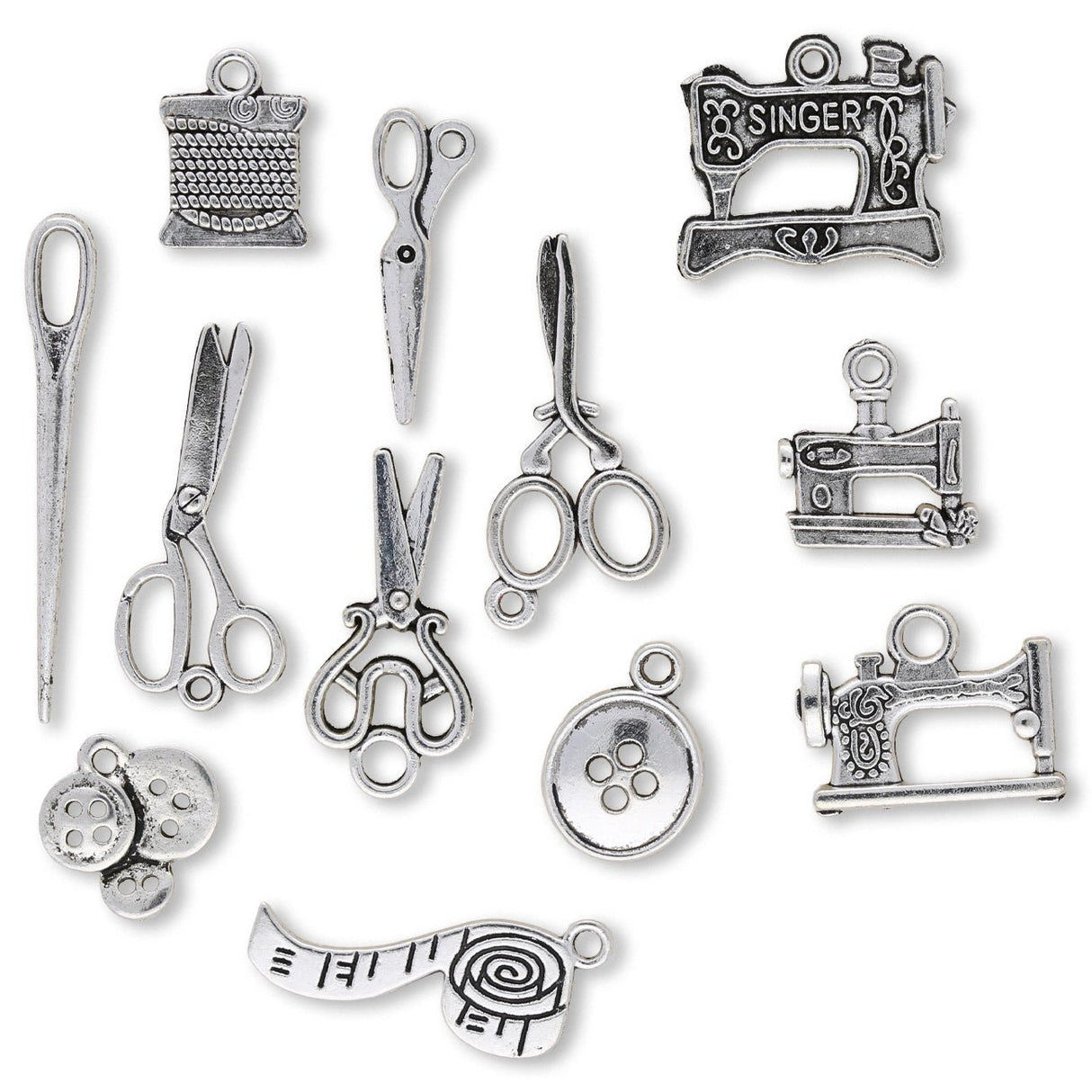 Charm Set “Nähwerkzeuge” (12 Stk.) - PerlineBeads SA