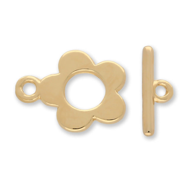 Claspgarten Knebelverschluss "Blume" | 15x20mm | 1 - strängig | vergoldet - PerlineBeads SA