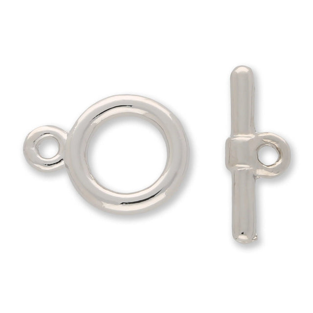Claspgarten Knebelverschluss rund | 12 mm | 1 - strängig | rhodiniert (Silber) - PerlineBeads SA