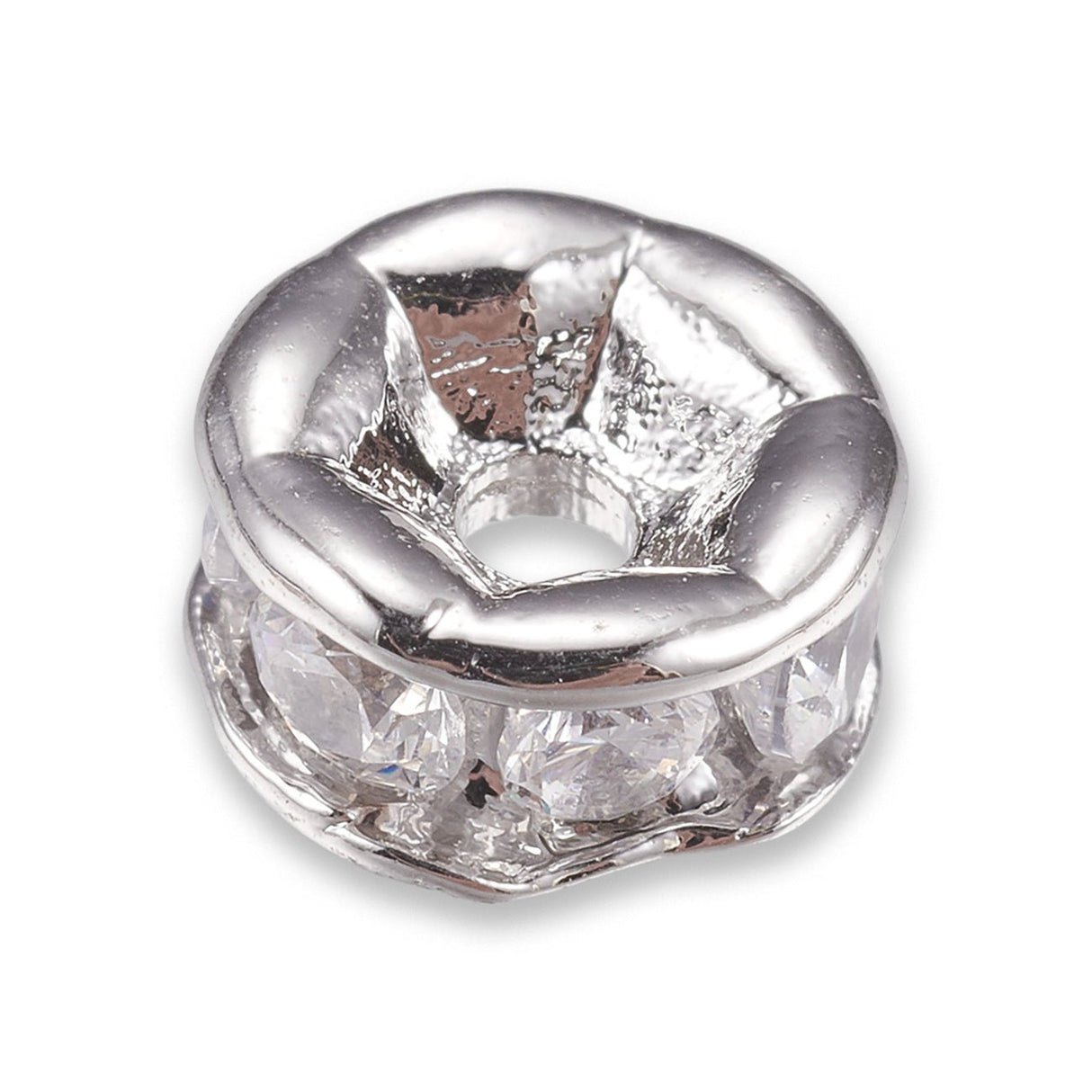 Cubic Zirkonia Spacer Perle – Farbe Platinum - PerlineBeads SA