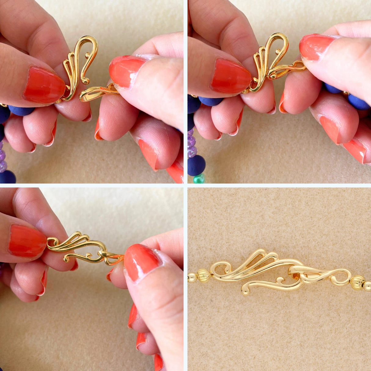 Dekorativer S - Haken Verschluss – goldfarben - PerlineBeads SA