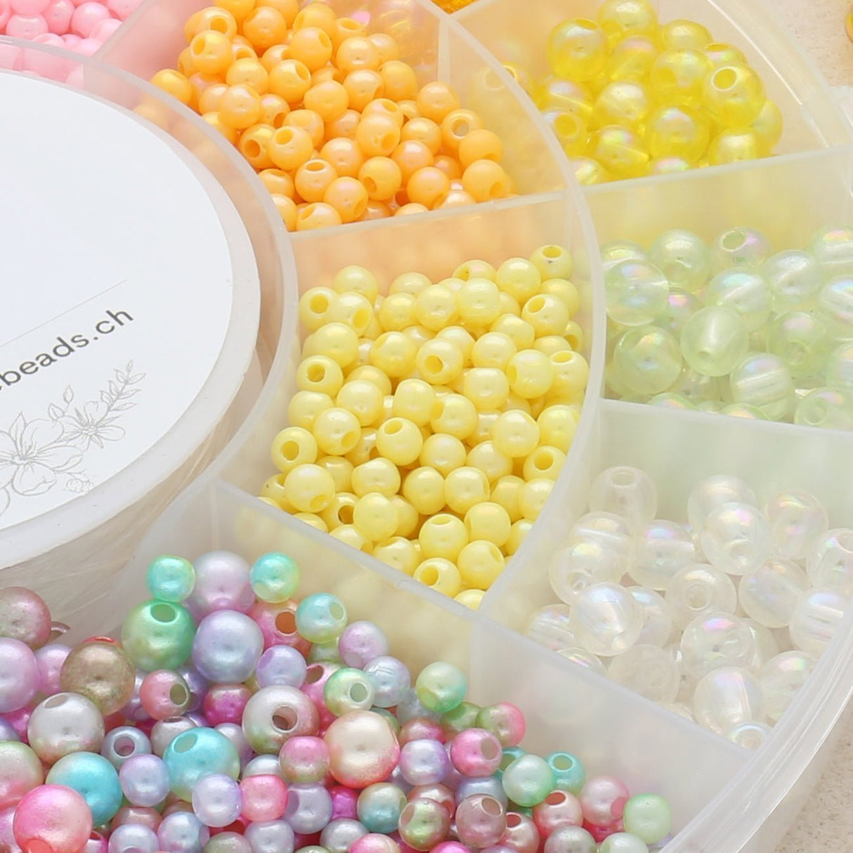 DIY Schmuck - Bundle: Acrylperlen, elastischen Faden & Glasrondellen (Rot/Schwarz/Gelb) – 15 % - PerlineBeads SA