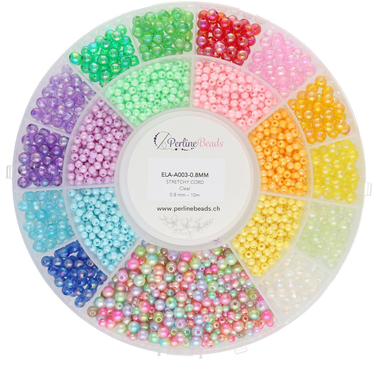 DIY Schmuck - Bundle: Acrylperlen, elastischen Faden & Glasrondellen (Rot/Schwarz/Gelb) – 15 % - PerlineBeads SA