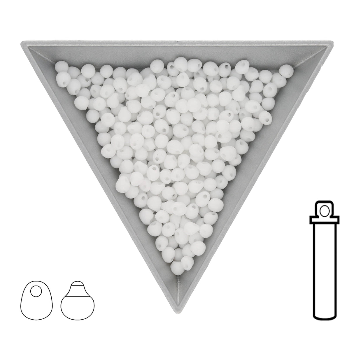 Drop Beads 3,4 mm – Opaque White - PerlineBeads SA