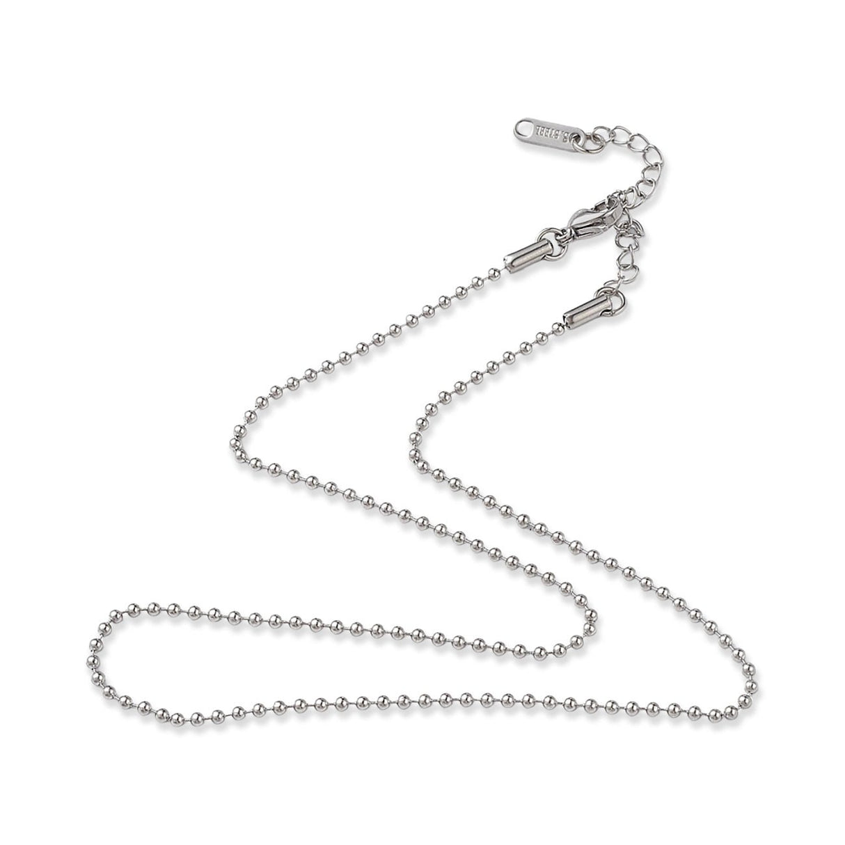 Edelstahl Kugelkette 40 cm – Farbe Stahl - PerlineBeads SA