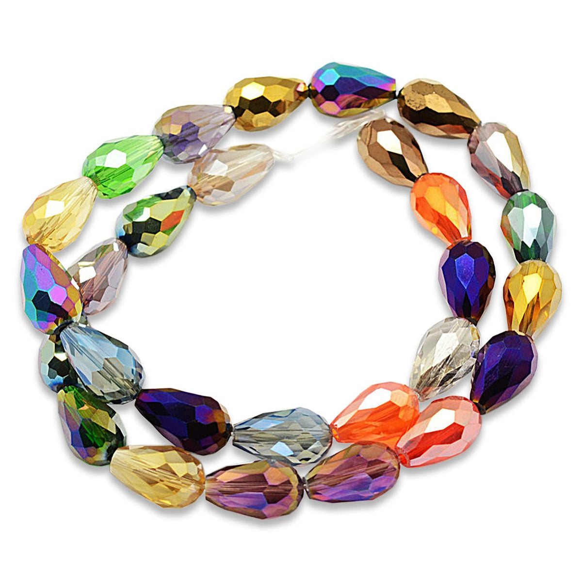 Facettierte Tropfen 15 x 10 mm – Farbmix - PerlineBeads SA