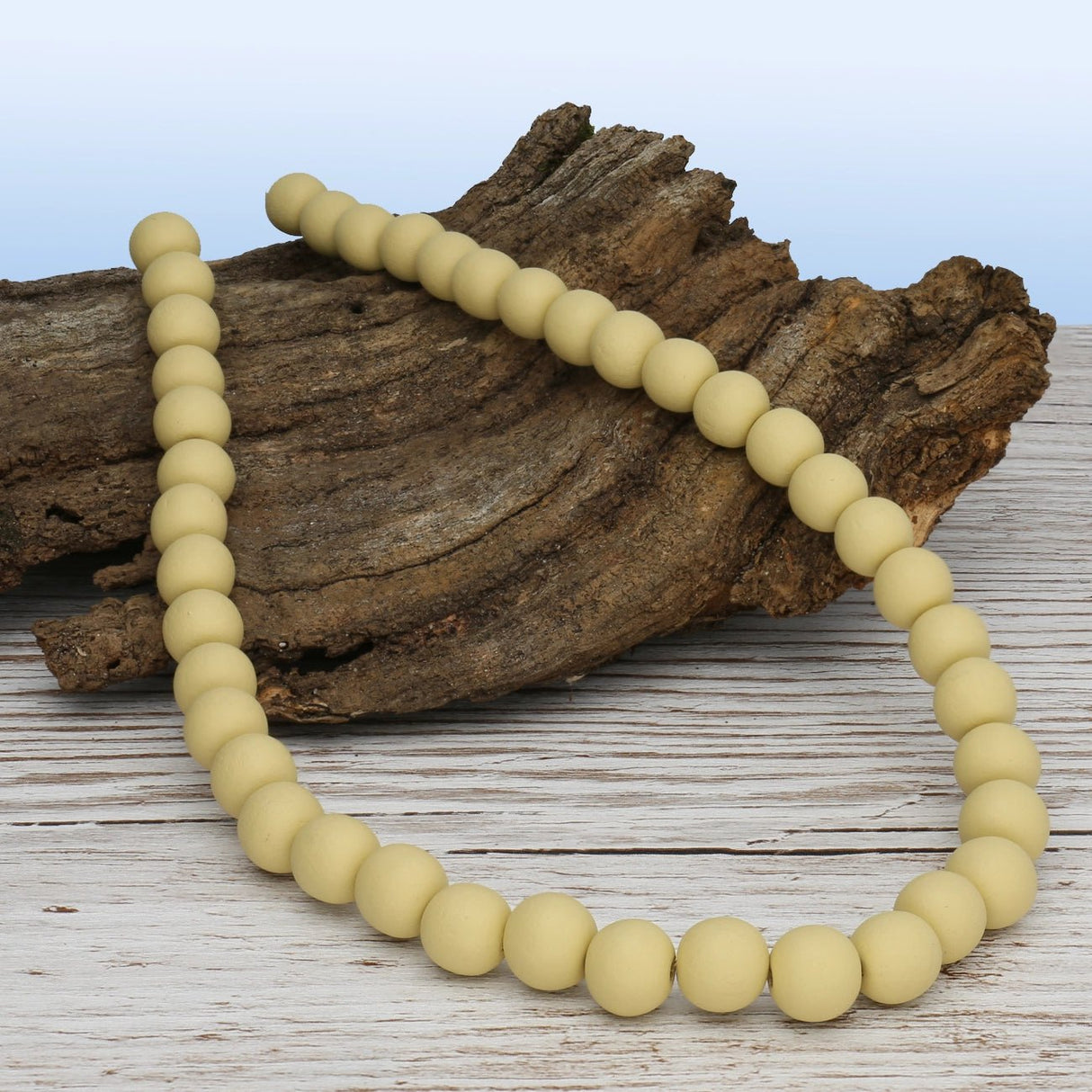 Farbige Holzperlen – ca. Ø 10 mm - Hellgelb - PerlineBeads SA