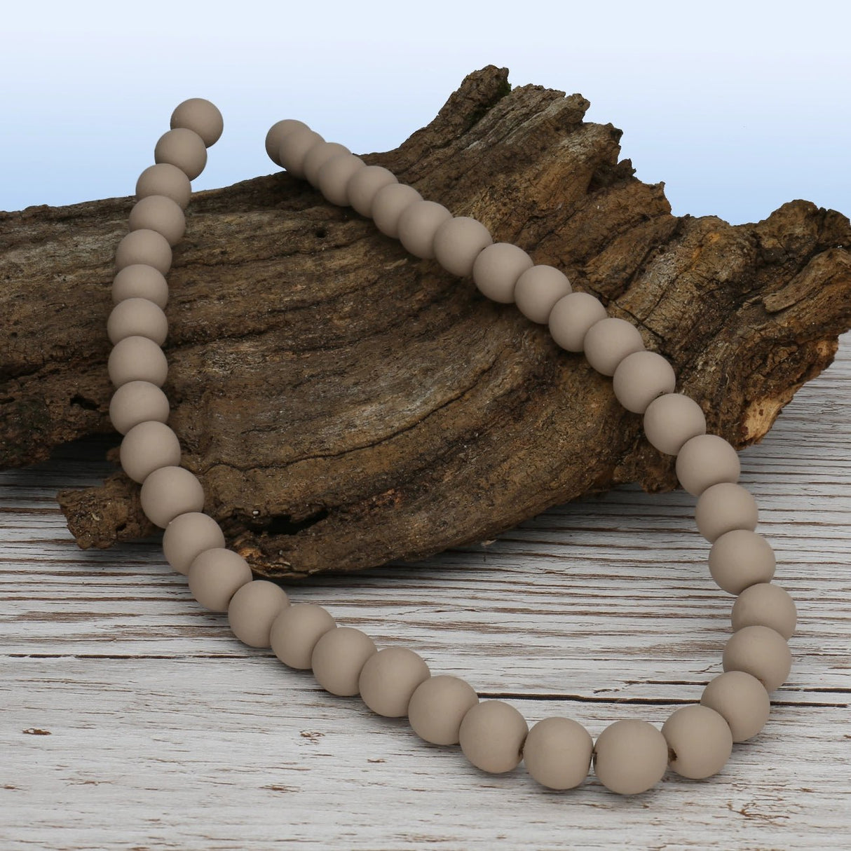 Farbige Holzperlen – ca. Ø 10 mm - Taupe - PerlineBeads SA