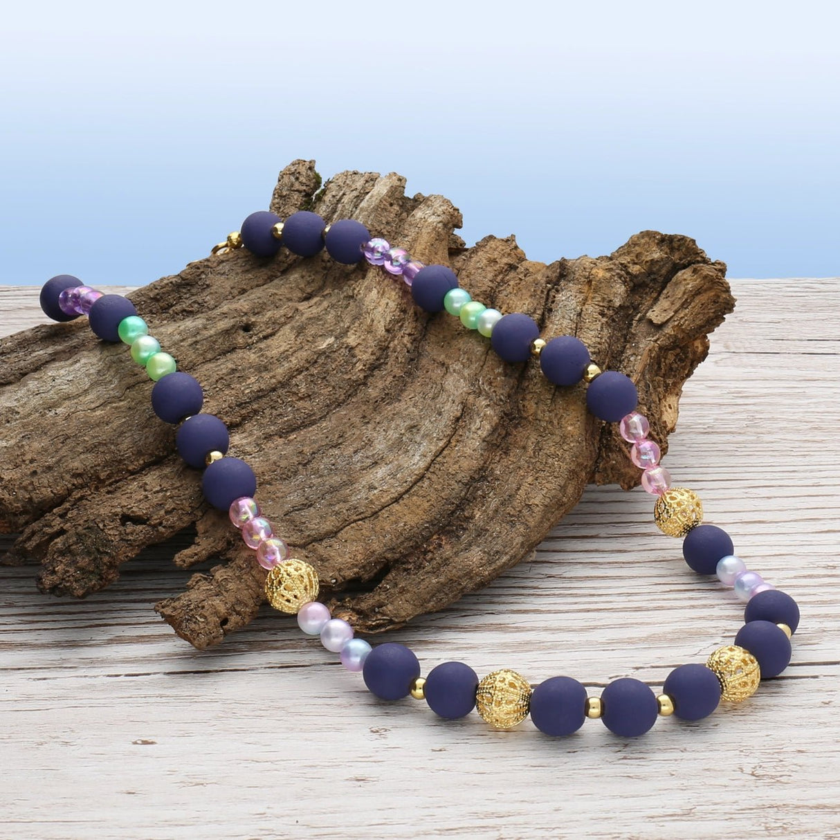 Farbige Holzperlen – ca. Ø 10 mm - Violett - PerlineBeads SA