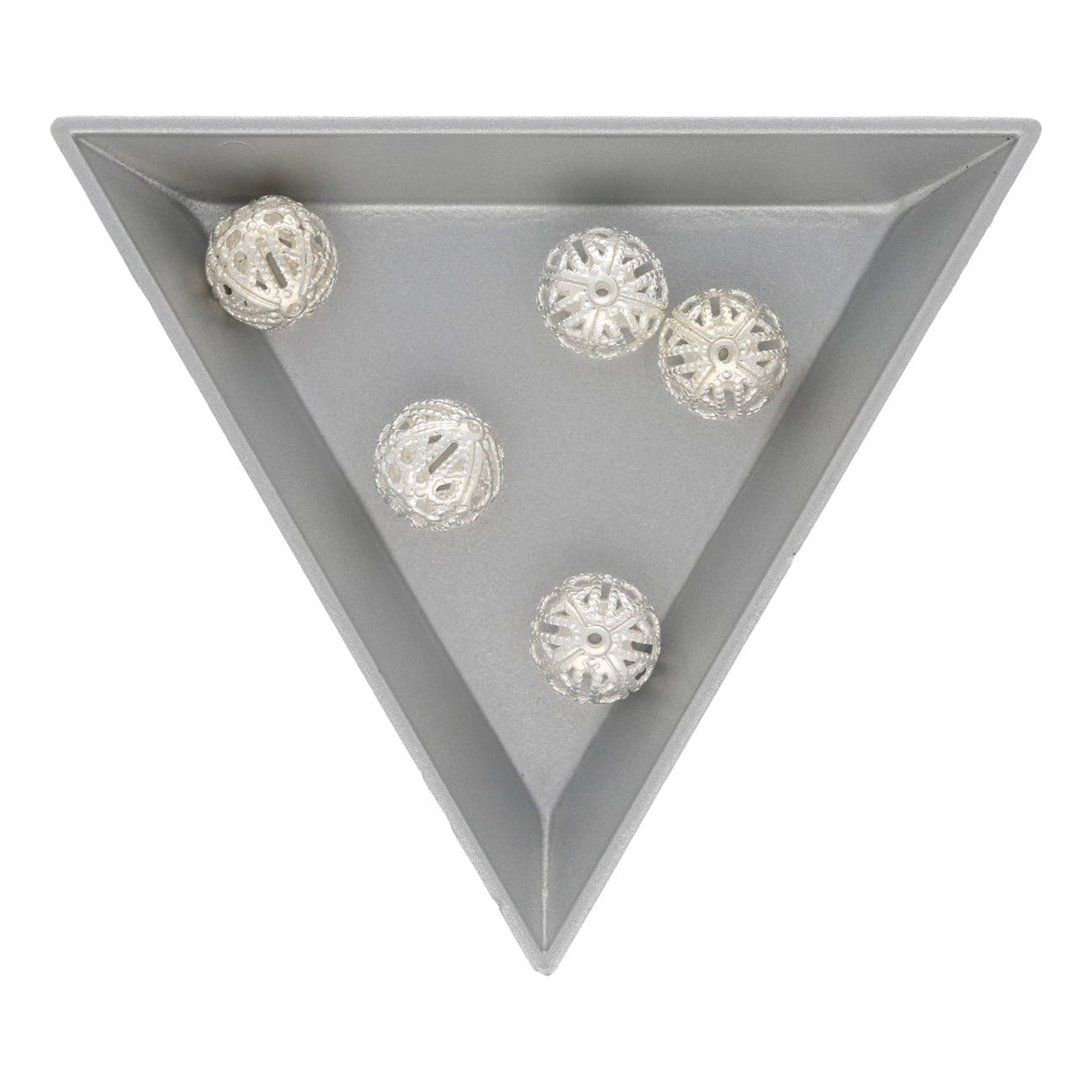 Filigrane Metallperlen rund | silberfarben | Ø ca. 10 mm | (5 Stk.) - PerlineBeads SA