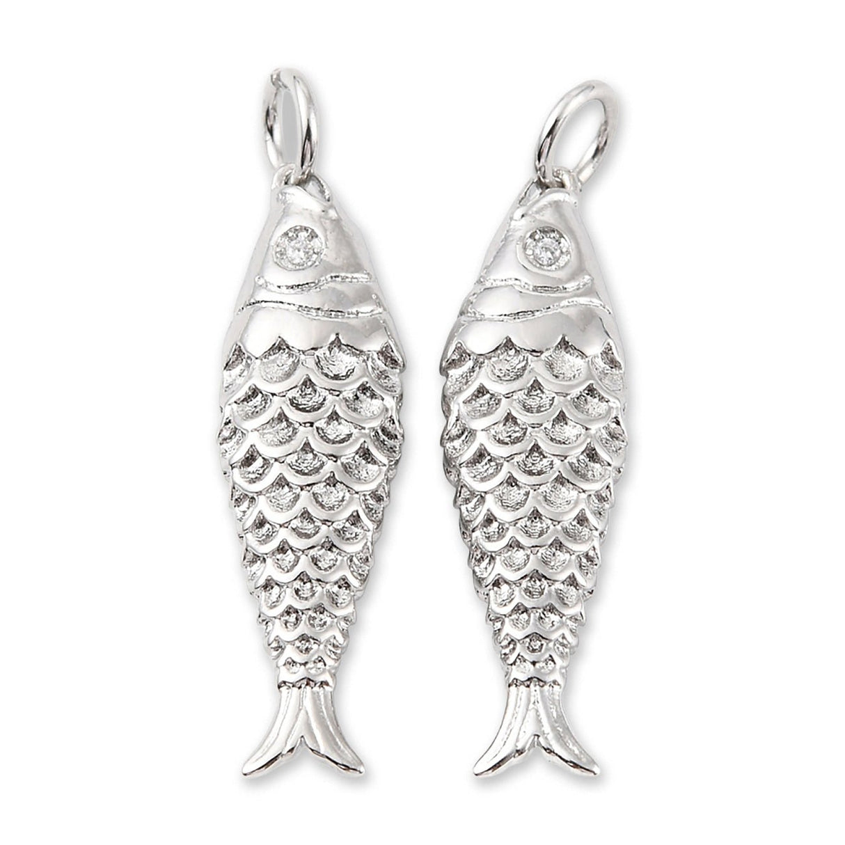 Fisch-Anhänger • Platinfarben • 25.5 x 7 mm - PerlineBeads SA